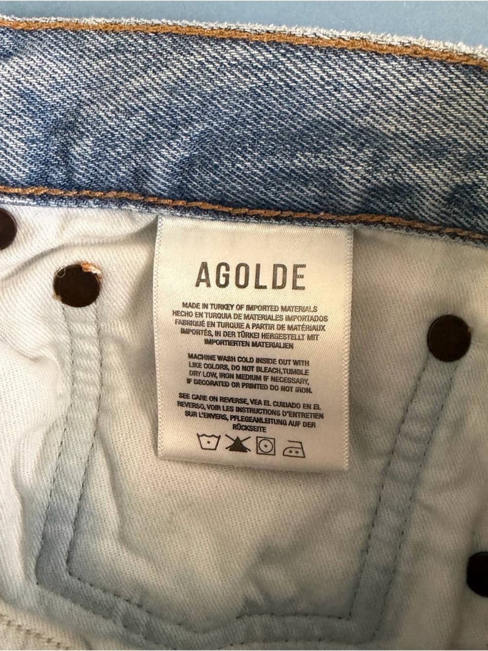Agolde Criss Cross Straight Leg Dimension Light Wash Organic Cotton Denim Jeans - Picture 7 of 8